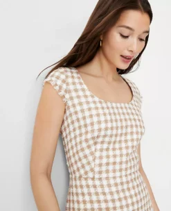 Gingham Tweed Scoop Neck Sheath Dress -Ann Taylor Store 607554 8187 ALT2