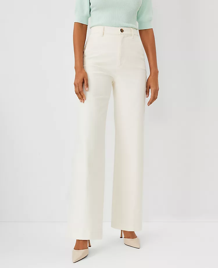 Petite High Rise Ivory Trouser Jeans - Sculpting Stretch Denim 1 Petite High Rise Ivory Trouser Jeans - Sculpting Stretch Denim
