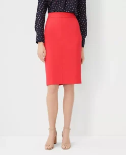 Sophisticated Seamed Twill Pencil Skirt - Soft Stretch Comfort