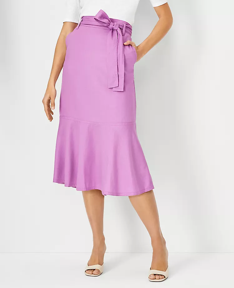 Elegant Tie Waist Flounce Midi Skirt with Pockets 1 Elegant Tie Waist Flounce Midi Skirt with Pockets