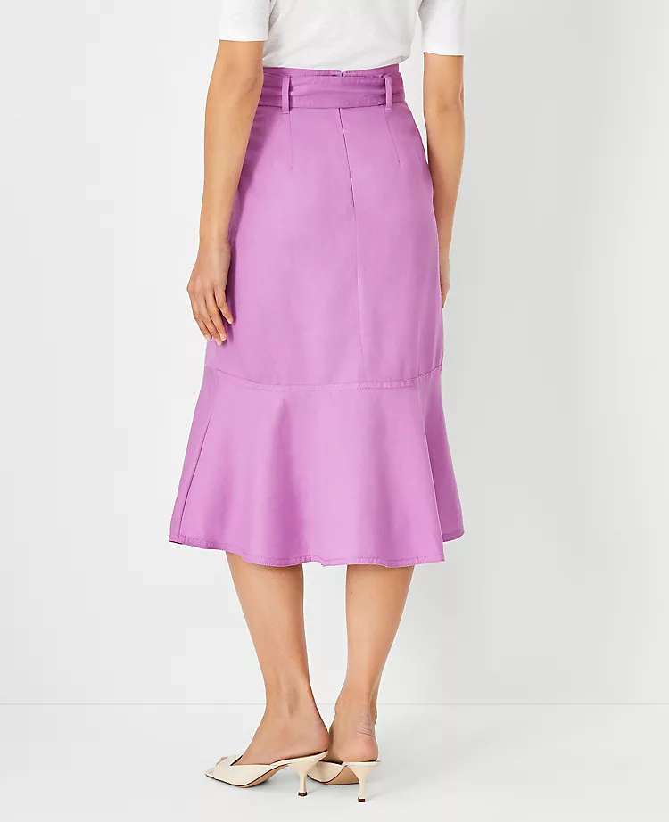 Elegant Tie Waist Flounce Midi Skirt with Pockets 2 Elegant Tie Waist Flounce Midi Skirt with Pockets - Image 2