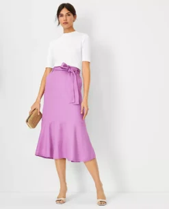 Elegant Tie Waist Flounce Midi Skirt with Pockets 5 Elegant Tie Waist Flounce Midi Skirt with Pockets -Ann Taylor Store 607944 8581 ALT2