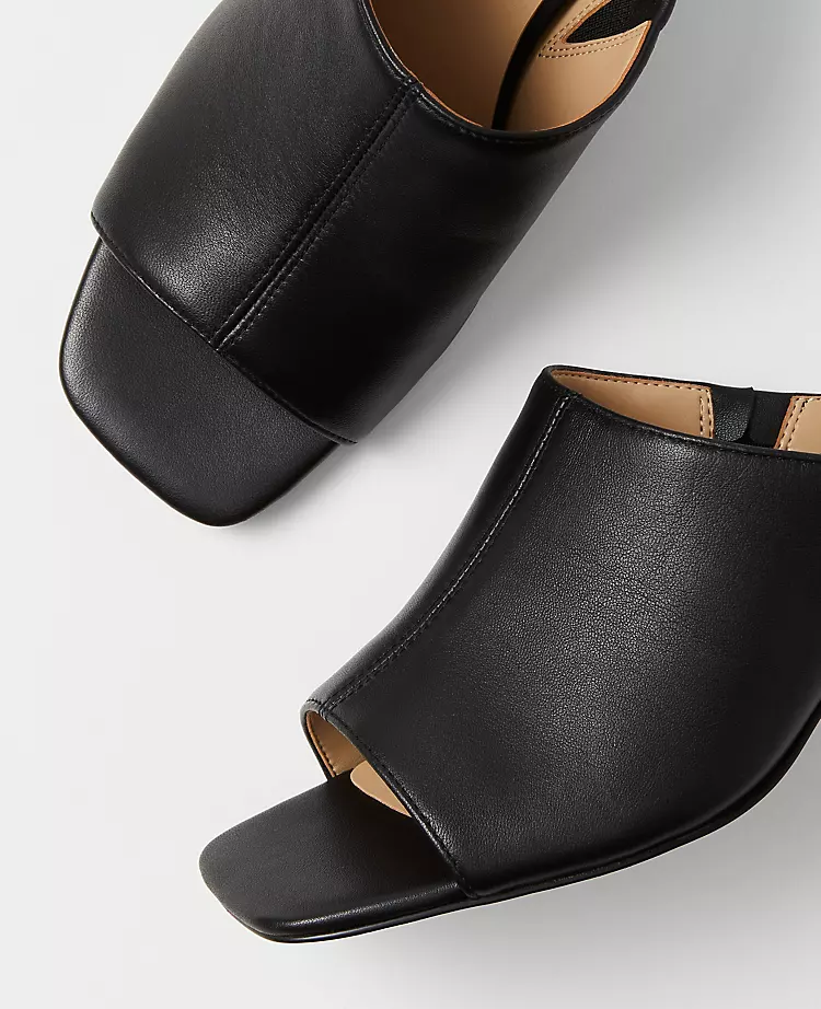 Premium Leather Kitten Heel Mule Sandals with Padded Footbed 2 Premium Leather Kitten Heel Mule Sandals with Padded Footbed - Image 2