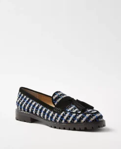 Modern Tweed Tassel Loafers with Durable Lug Sole