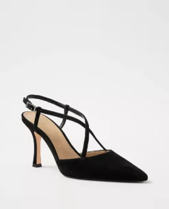 Elegant Strappy Suede Pumps - Pointed Toe Heels with Padded Comfort