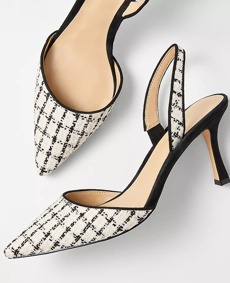 Tweed Pointed Toe Pumps - Elegant 3-Inch Comfortable Heels 2 Tweed Pointed Toe Pumps - Elegant 3-Inch Comfortable Heels - Image 2