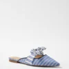 Striped Bow Mule Flats - Pointed Toe Slip-On Comfort Shoes