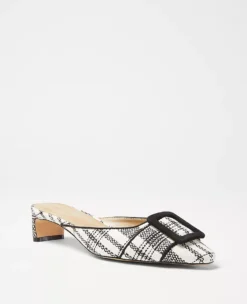 Women's Plaid Buckle Mule Pumps with Padded Footbed