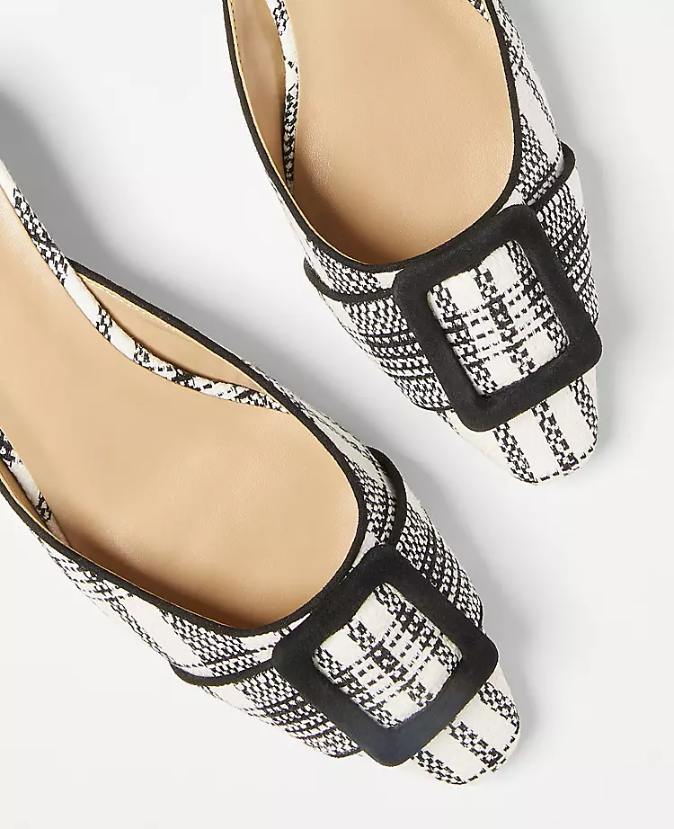 Women's Plaid Buckle Mule Pumps with Padded Footbed 2 Women's Plaid Buckle Mule Pumps with Padded Footbed - Image 2