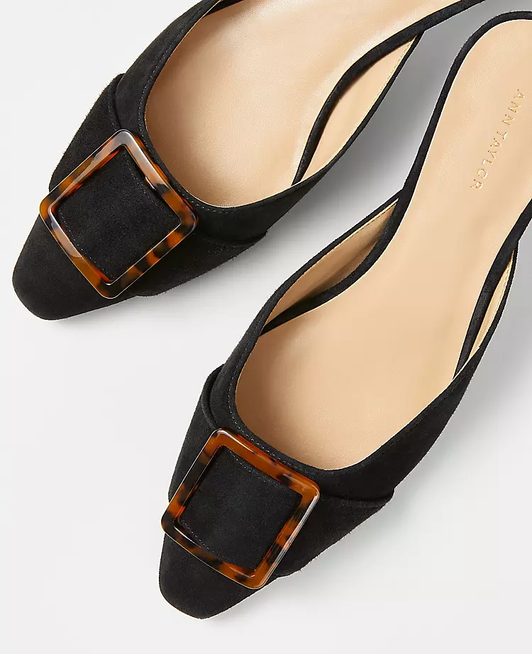 Elegant Suede Mule Pumps with Tortoiseshell Buckle 2 Elegant Suede Mule Pumps with Tortoiseshell Buckle - Image 2