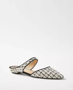 Elegant Tweed Pointy Toe Mule Flats with Padded Footbed