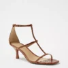 Embossed Leather Three Strap Sandals - Elegant Strappy Heels