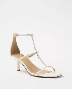 Premium Leather Three-Strap Block Heel Sandals