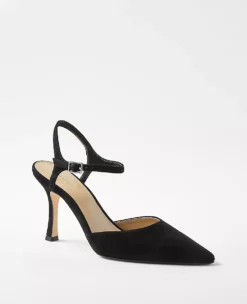 Elegant Two-Piece Suede Pumps with Adjustable Ankle Strap