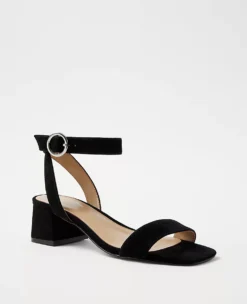 Elegant Suede Mid Block Heel Sandals - Comfortable All-Day Wear