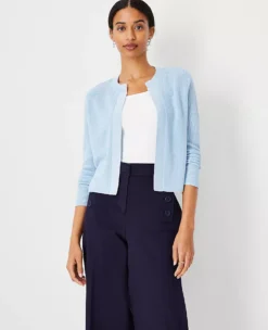Shimmer Cropped Cardigan -Ann Taylor Store 608238 0649 ALT2