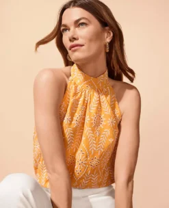 Eyelet Linen Blend Halter Top 7 Eyelet Linen Blend Halter Top -Ann Taylor Store 608372 6943 MKTG1