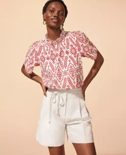 Eyelet Mock Neck Top -Ann Taylor Store 608387 9000 MKTG1