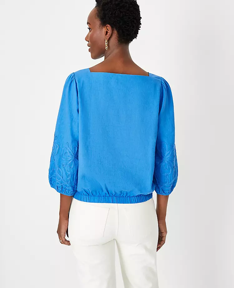 Linen Blend Boatneck Blouse 2 Linen Blend Boatneck Blouse - Image 2