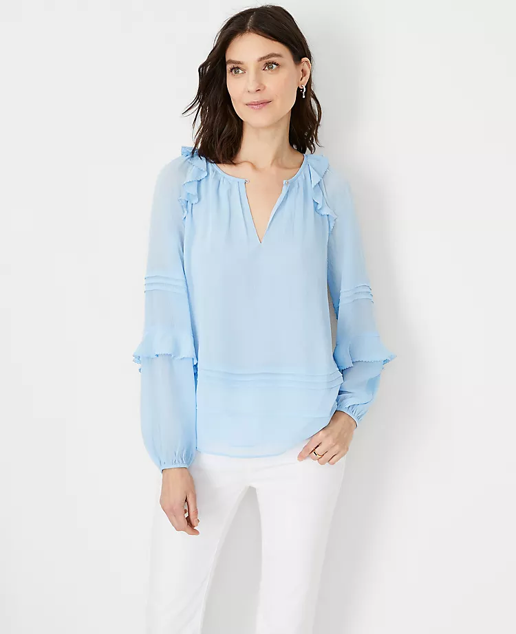 Pintucked Ruffle Sleeve Top 3 Pintucked Ruffle Sleeve Top - Image 3