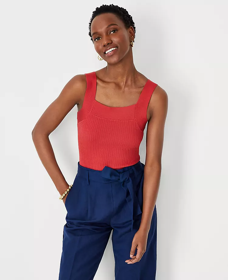 Ribbed Square Neck Sweater Shell 1 Ribbed Square Neck Sweater Shell