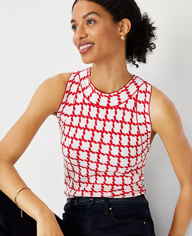 Plaid Halter Neck Knit Shell - Elegant Fitted Summer Sweater 1 Plaid Halter Neck Knit Shell - Elegant Fitted Summer Sweater