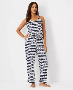 Soft Wave Pajama Set with Adjustable Cami and Drawstring Pants