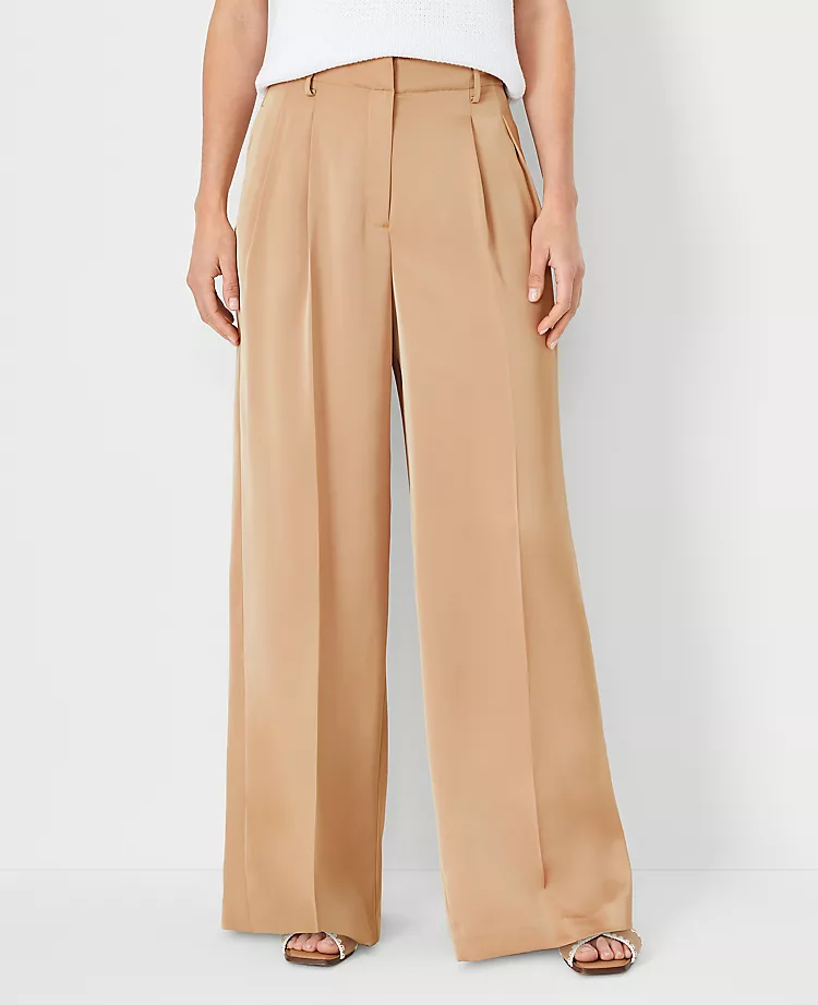 The Pleated Wide Leg Pant In Satin 1 The Pleated Wide Leg Pant In Satin