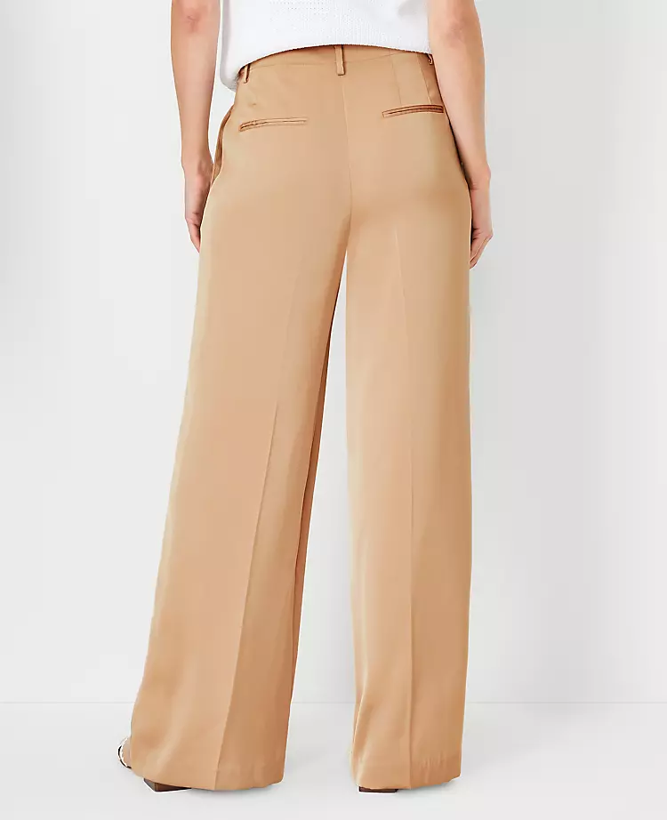 The Pleated Wide Leg Pant In Satin 2 The Pleated Wide Leg Pant In Satin - Image 2