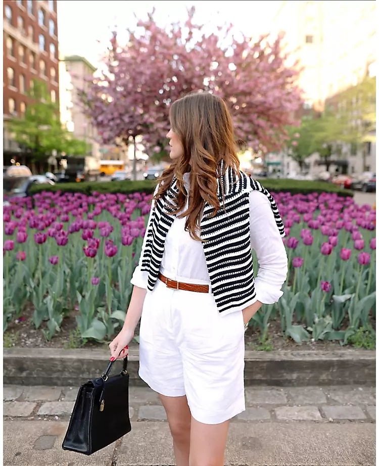 Women's High Waist Linen Blend Shorts with Braided Belt 4 Women's High Waist Linen Blend Shorts with Braided Belt - Image 4