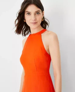 Linen Blend Halter Flare Dress 5 Linen Blend Halter Flare Dress -Ann Taylor Store 608708 3702 ALT2