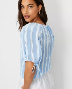 Striped Puff Tie Sleeve Top -Ann Taylor Store 608853 3435 ALT2