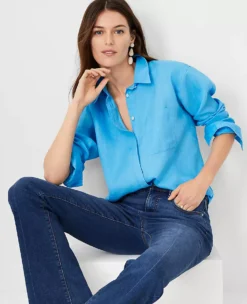 Oversized Linen Shirt -Ann Taylor Store 608862 2643 ALT2