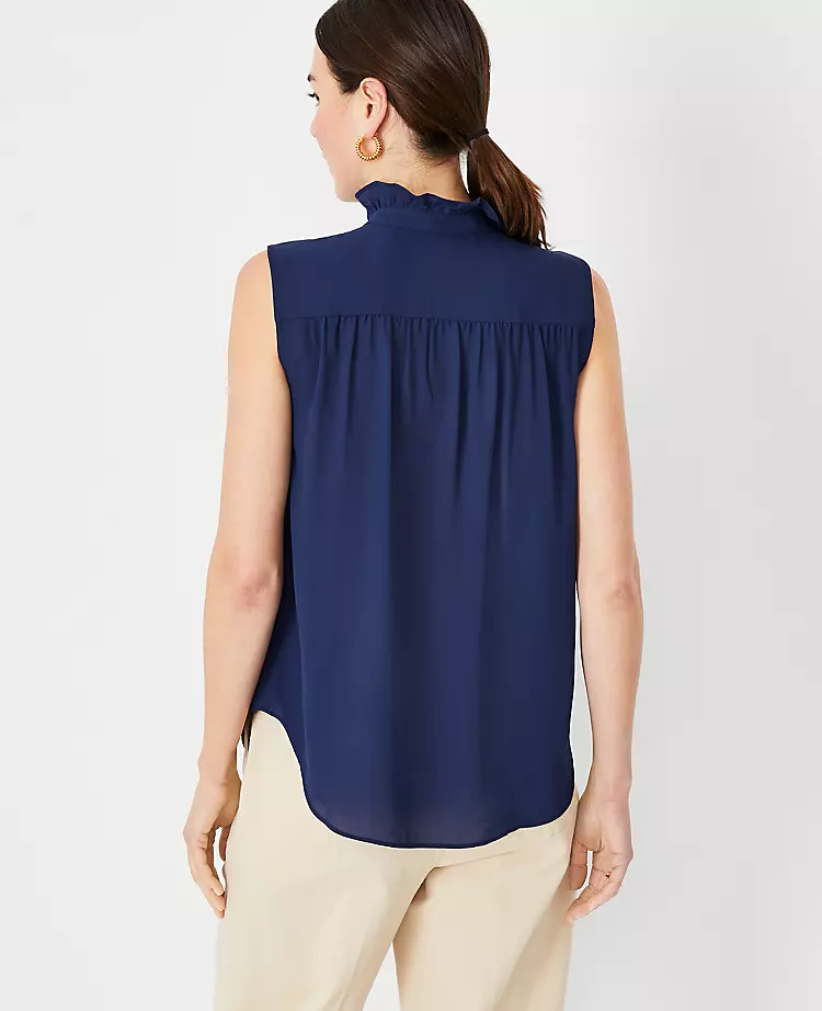 Ruffle Button Sleeveless Top 2 Ruffle Button Sleeveless Top - Image 2