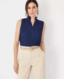 Ruffle Button Sleeveless Top 5 Ruffle Button Sleeveless Top -Ann Taylor Store 608880 8818 ALT2