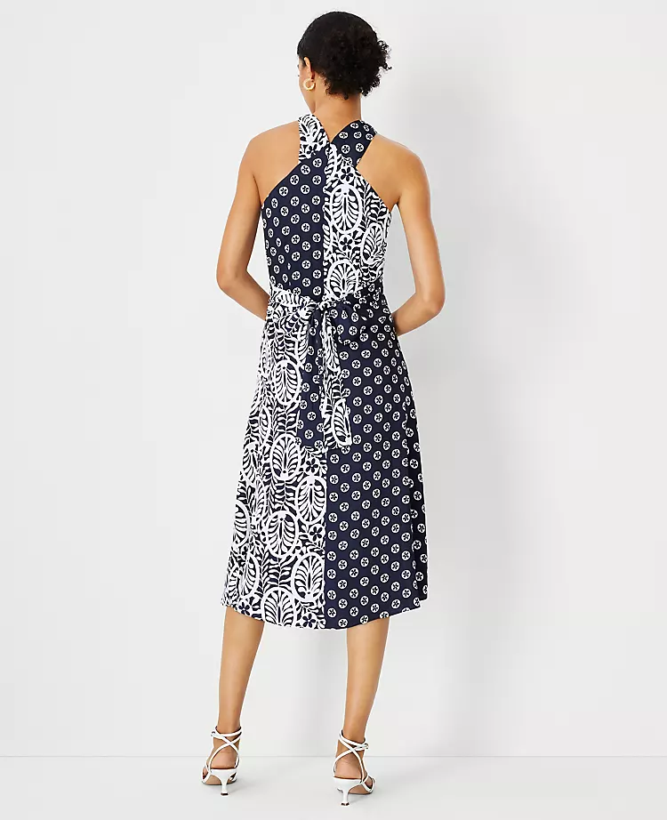 Mixed Floral Crossover Halter Dress 2 Mixed Floral Crossover Halter Dress - Image 2