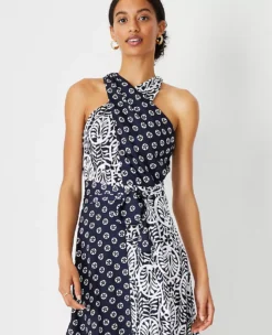 Mixed Floral Crossover Halter Dress 5 Mixed Floral Crossover Halter Dress -Ann Taylor Store 609086 8818 ALT2