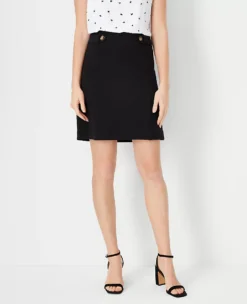 Tailored A-Line Skirt with Button Tab Waistband -Ann Taylor Store 609369 2222 ALT2