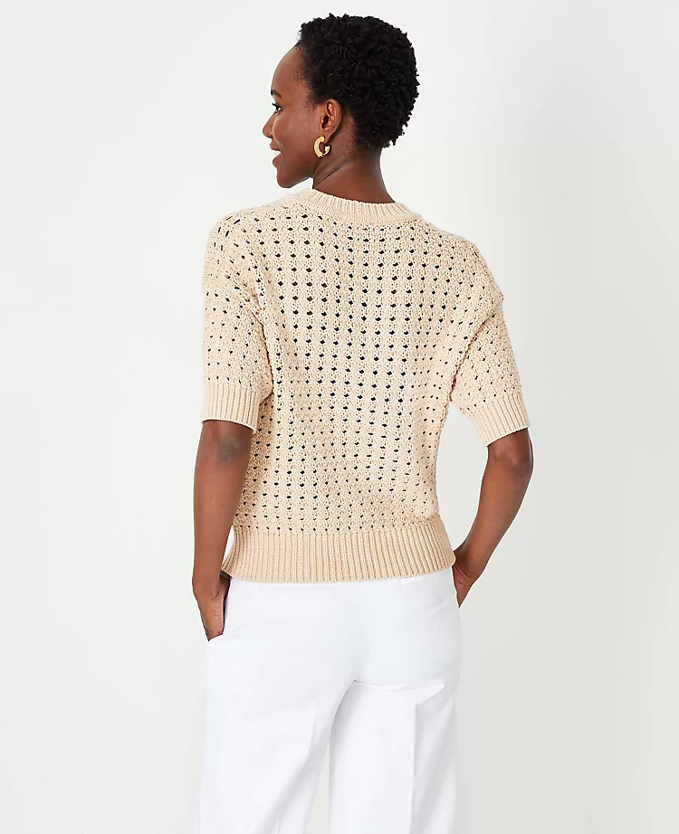 Geo Stitch Elbow Sleeve Sweater 2 Geo Stitch Elbow Sleeve Sweater - Image 2