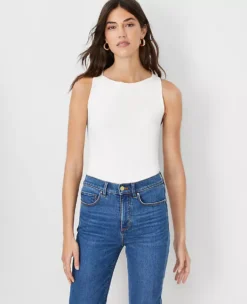 Petite Square Neck Tailored Sweater Shell - Sleeveless Professional Knit Top