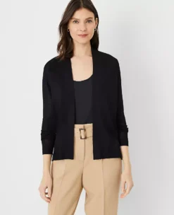 Petite Lightweight Open Front Cardigan - Black Layering Sweater