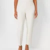Curvy Fit Side Zip Ankle Pants in Ivory Whisper - Slim Leg Dress Trousers