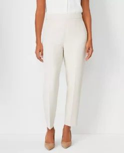 Curvy Fit Side Zip Ankle Pants in Ivory Whisper - Slim Leg Dress Trousers