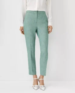 Curvy Fit Slim Ankle Pants - Eva Cross Weave Textured Trousers