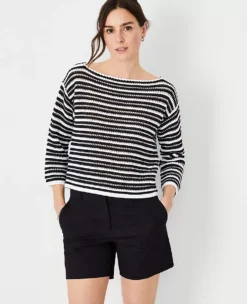 Crochet Stitch Boatneck Sweater -Ann Taylor Store 610003 2222 ALT2