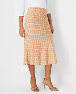 Floral Print Midi Slip Skirt - Elegant Flowy A-Line Style