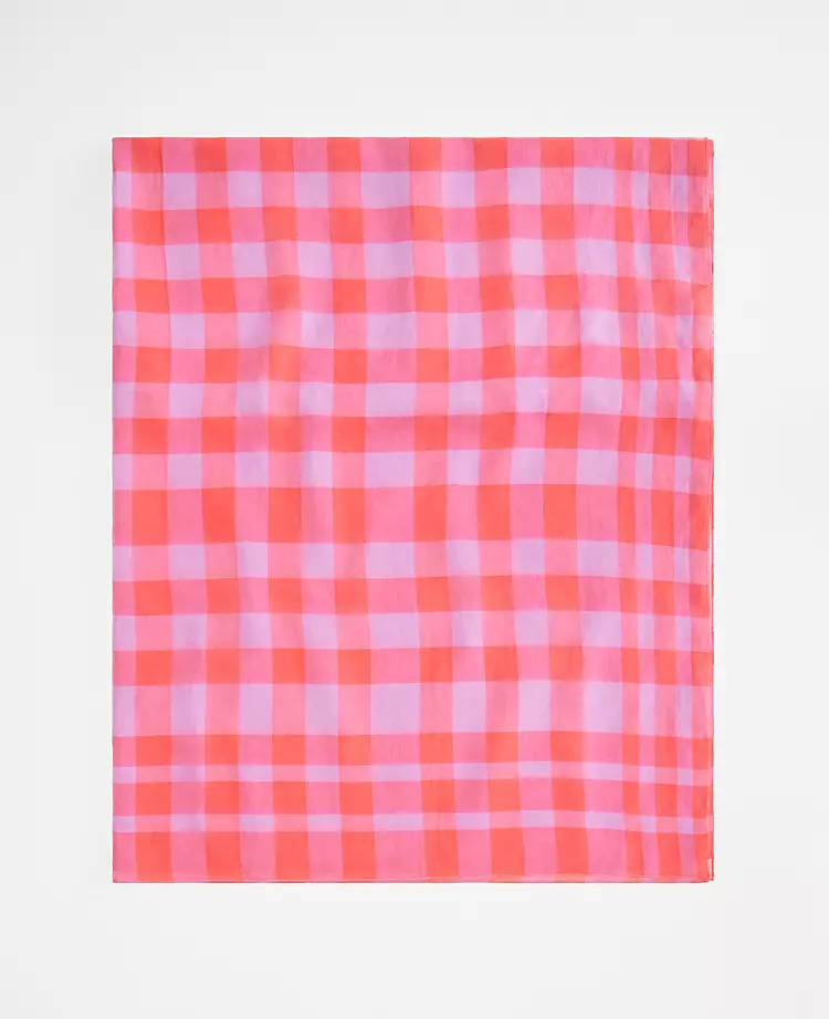 Soft Cotton Modal Plaid Scarf - Lightweight Spring Wrap 2 Soft Cotton Modal Plaid Scarf - Lightweight Spring Wrap - Image 2