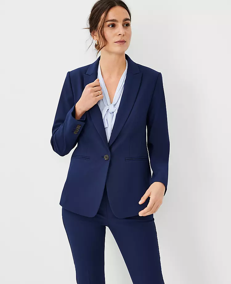 Petite Bi-Stretch One-Button Blazer - Professional Women's Work Jacket 1 Petite Bi-Stretch One-Button Blazer - Professional Women's Work Jacket