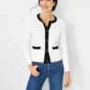Contrast Trim Tweedy Sweater Jacket