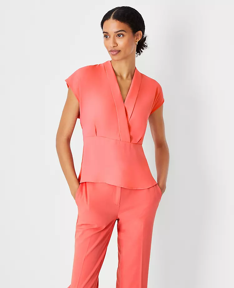 Shawl Collar Mixed Media Peplum Top 1 Shawl Collar Mixed Media Peplum Top